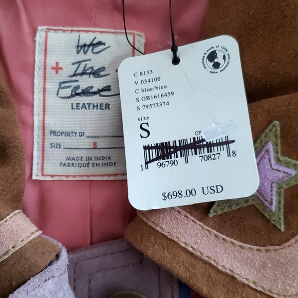 We The Free x Free People Liza Suede Leather Laser-Cut Floral Fringe Western - Picture 7 of 12